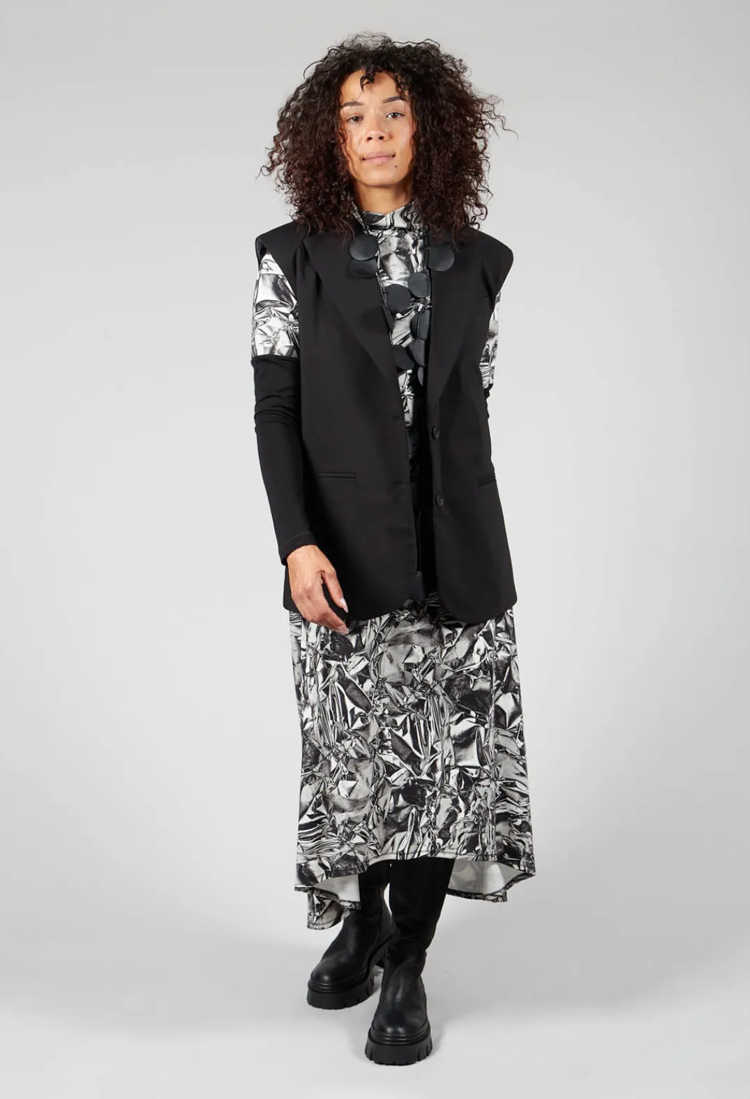 Nostra Santissima Jackets^Waistcoat with Shoulder Pads in Black