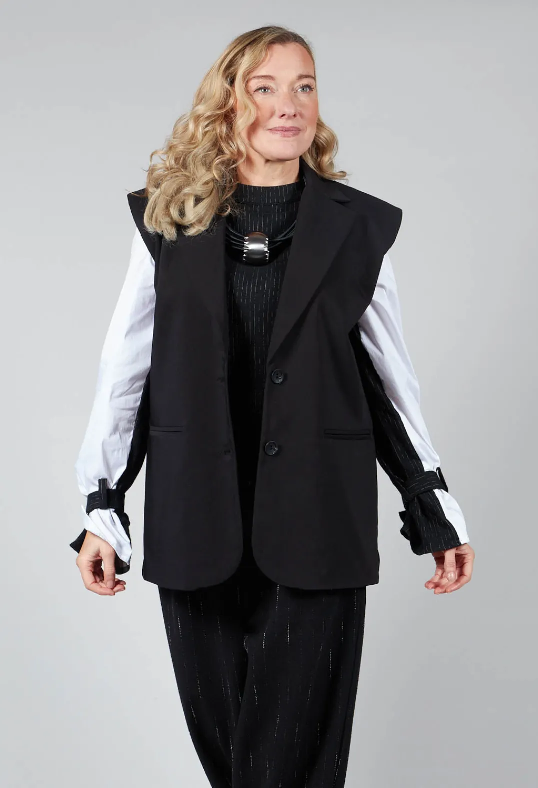 Nostra Santissima Jackets^Waistcoat with Shoulder Pads in Black