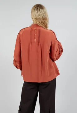 Sfizio Shirts & Blouses^Washed Silk Blend Shirt with Lace in Caramel