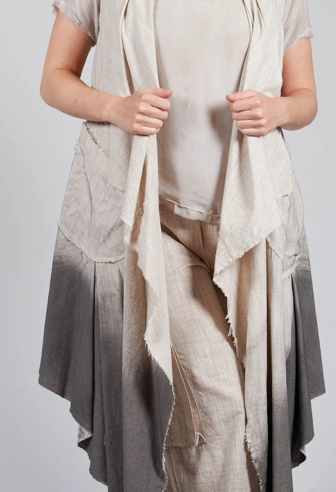 Sanctamuerte Coats^Waterfall Long Coat in Over Cotone Sand