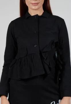 Bread and Butter Jackets^Waved Hem Peplum Jacket in Black
