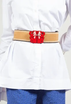 Exquisite J Belts^Wide Elasticated Belt with Bold Feature Buckle