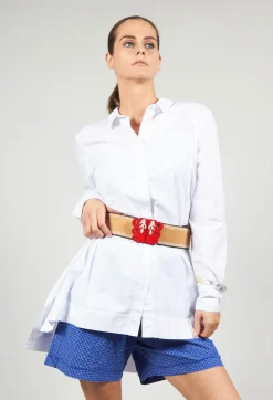 Exquisite J Belts^Wide Elasticated Belt with Bold Feature Buckle