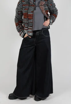 Sarah Pacini Trousers^Wide Leg Denim Jeans in Navy