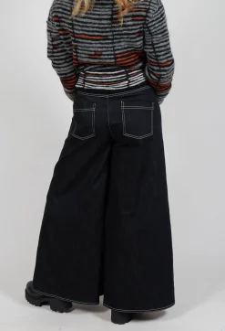Sarah Pacini Trousers^Wide Leg Denim Jeans in Navy