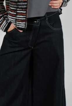 Sarah Pacini Trousers^Wide Leg Denim Jeans in Navy