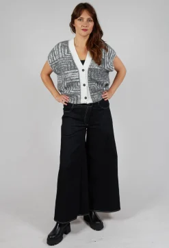 Sarah Pacini Trousers^Wide Leg Denim Jeans in Navy