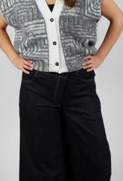 Sarah Pacini Trousers^Wide Leg Denim Jeans in Navy