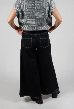 Sarah Pacini Trousers^Wide Leg Denim Jeans in Navy