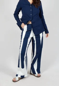 Rundholz Black Label Trousers^Wide Leg Pull On Trousers in Navy Print