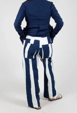 Rundholz Black Label Trousers^Wide Leg Pull On Trousers in Navy Print