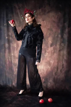Xenia Design Co-ords & Suits^Wide Leg Sequin Pants Aubi in Black
