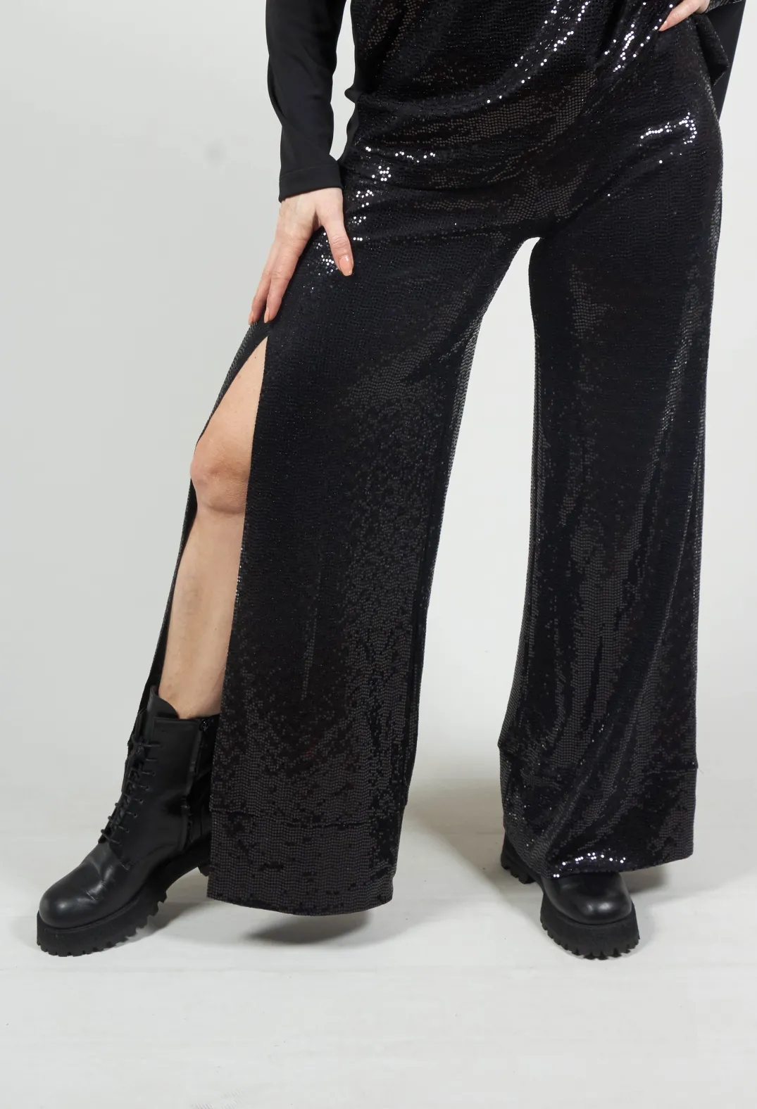 Xenia Design Co-ords & Suits^Wide Leg Sequin Pants Aubi in Black