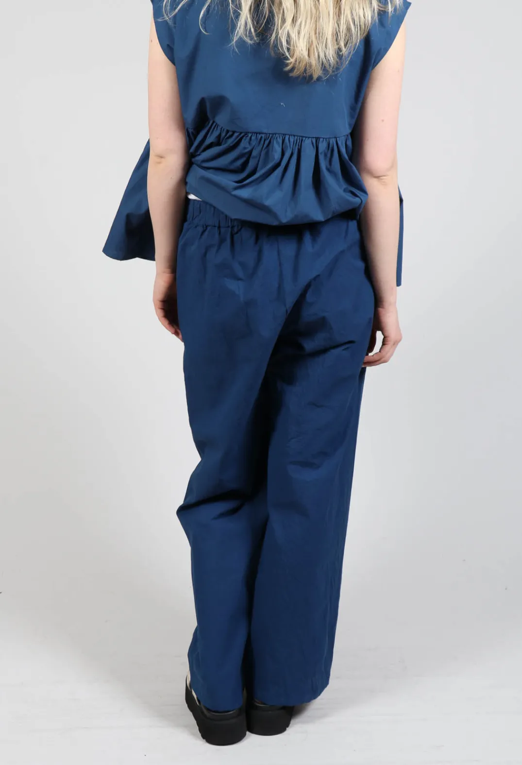 Apuntob Trousers^Wide Leg Straight Trousers in Marine Blue