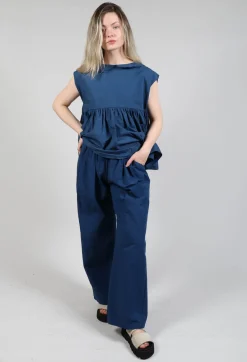 Apuntob Trousers^Wide Leg Straight Trousers in Marine Blue