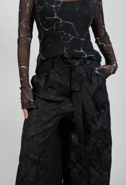 La Haine Trousers^Wide Leg Textured Trousers in Black