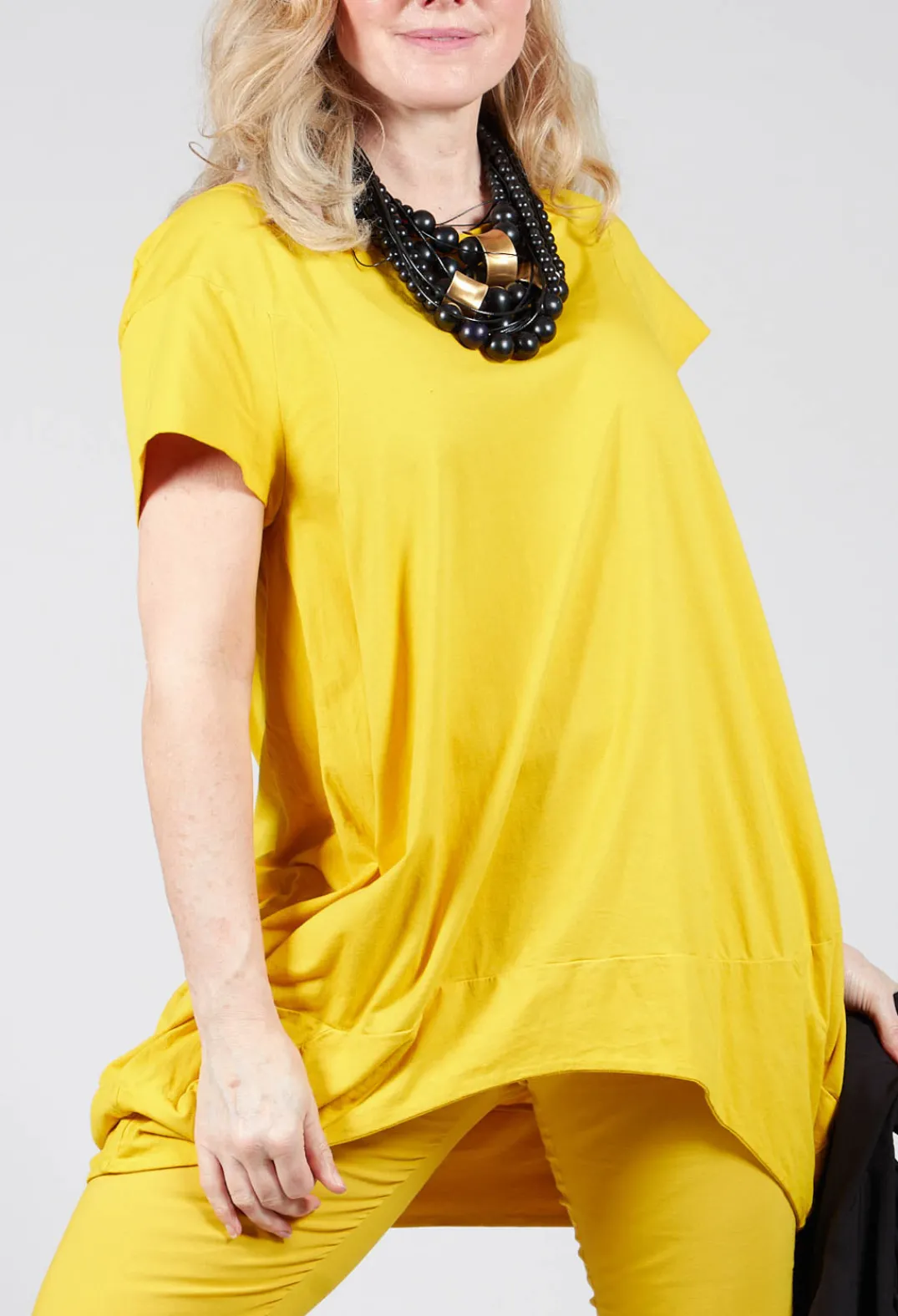 Rundholz Dip T-shirts^Wide Neck Loose Fit T Shirt in Lemon