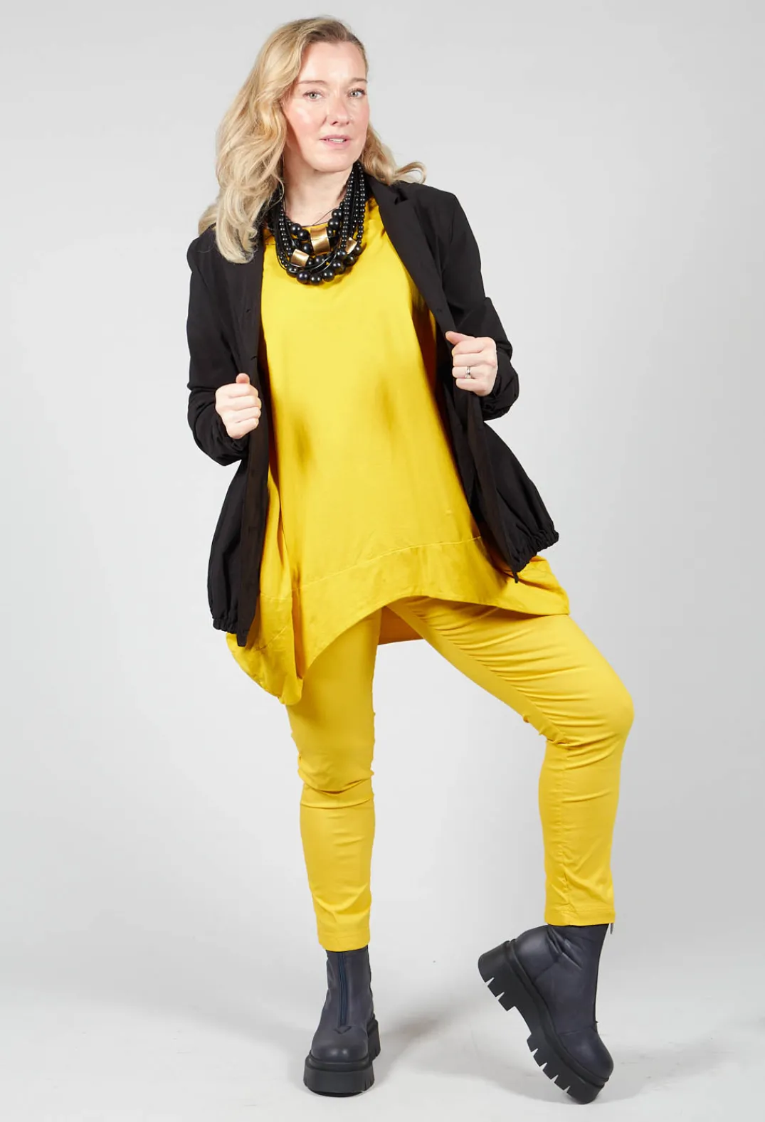 Rundholz Dip T-shirts^Wide Neck Loose Fit T Shirt in Lemon