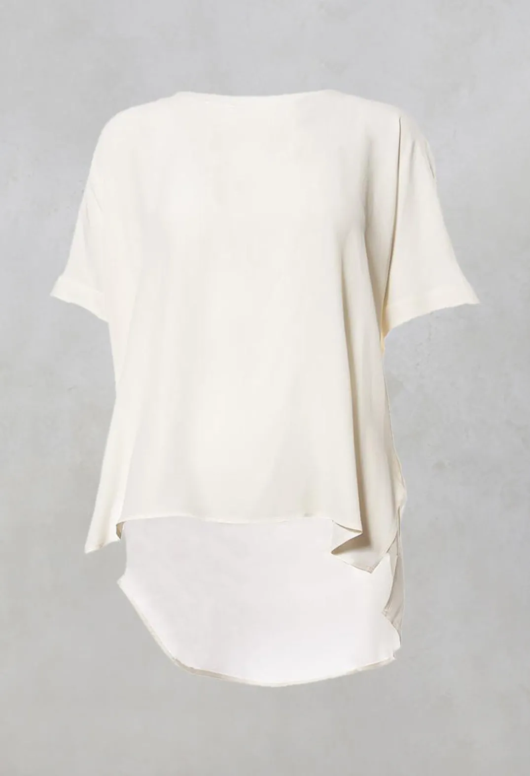 Beatrice B Shirts & Blouses^Wide Neck Short Sleeve Silk Blouse in Cream