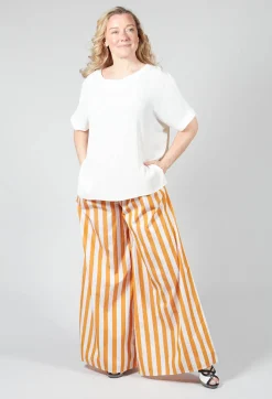 Beatrice B Shirts & Blouses^Wide Neck Short Sleeve Silk Blouse in Cream
