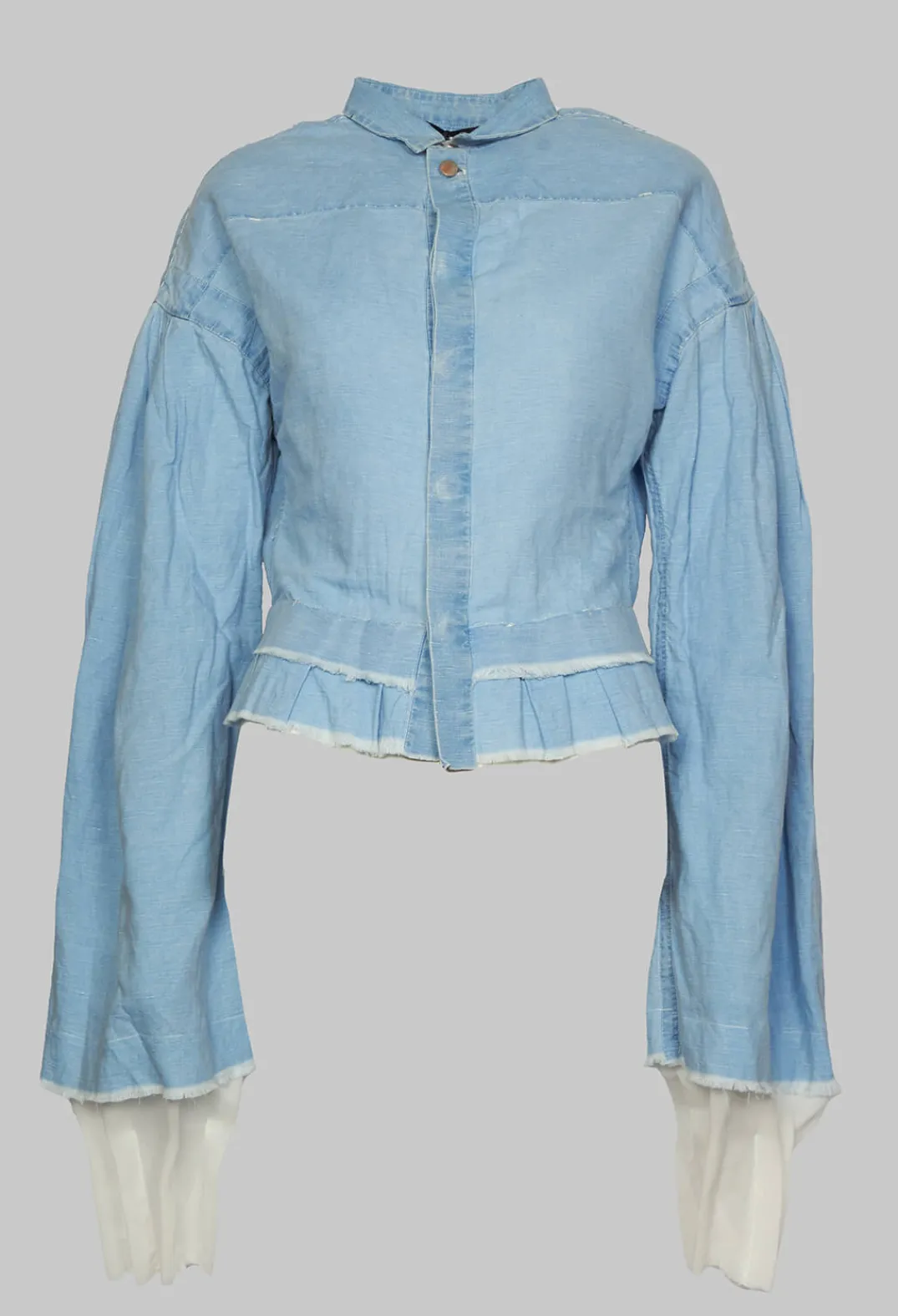 Umit Unal Shirts & Blouses^Wide Sleeve Shirt with Distressed Detail in Light Blue