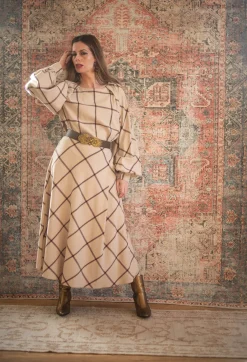 Beatrice B Skirts^Wool Flannel Skirt in Beige Check