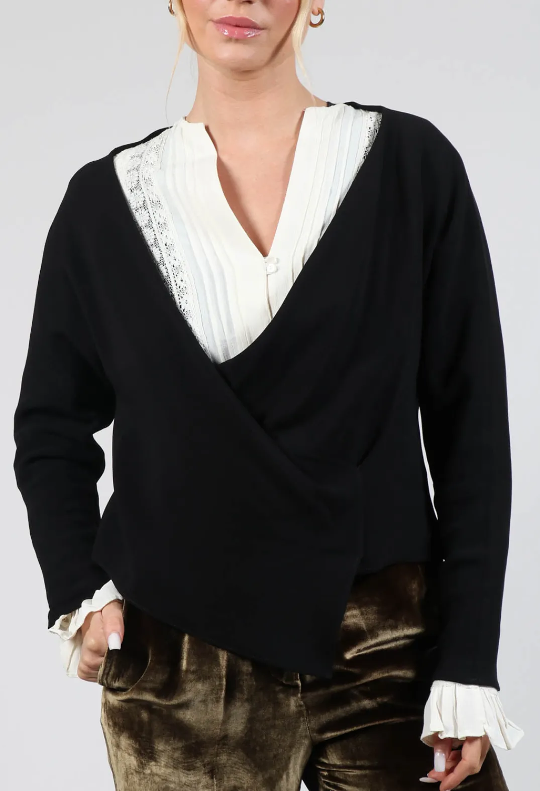 T.ba Tops^Wrap Blouse in Black
