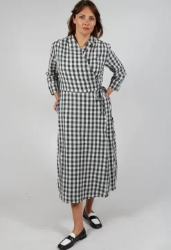Aequamente Dresses^Wrap Dress in Asfalto Check