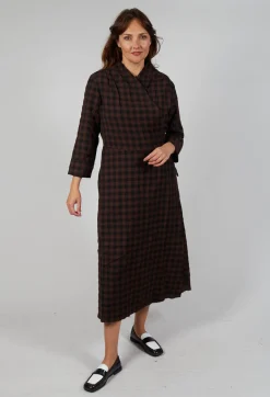 Aequamente Dresses^Wrap Dress in Ebano Check