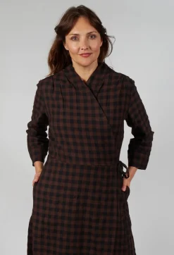 Aequamente Dresses^Wrap Dress in Ebano Check