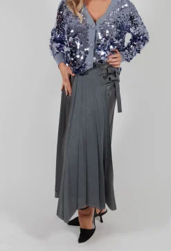 Sfizio Skirts^Wrap Pleated Skirt in Dark Grey