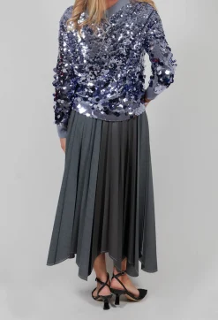 Sfizio Skirts^Wrap Pleated Skirt in Dark Grey