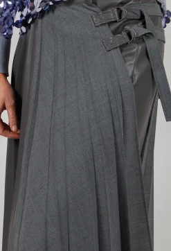 Sfizio Skirts^Wrap Pleated Skirt in Dark Grey