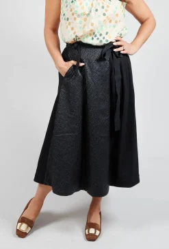Les Filles d'Ailleurs Skirts^Wrap Skirt with Textured Faux Leather Look in Black