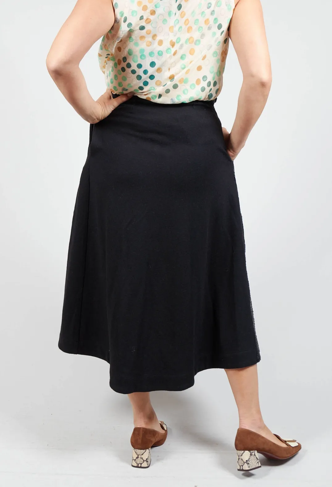 Les Filles d'Ailleurs Skirts^Wrap Skirt with Textured Faux Leather Look in Black
