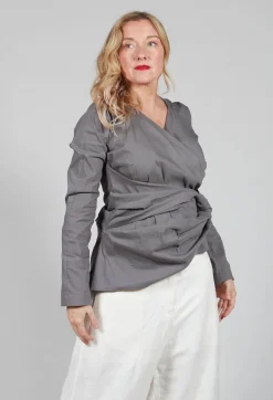 Malloni Tops^Wrap Style Top in Acciaio