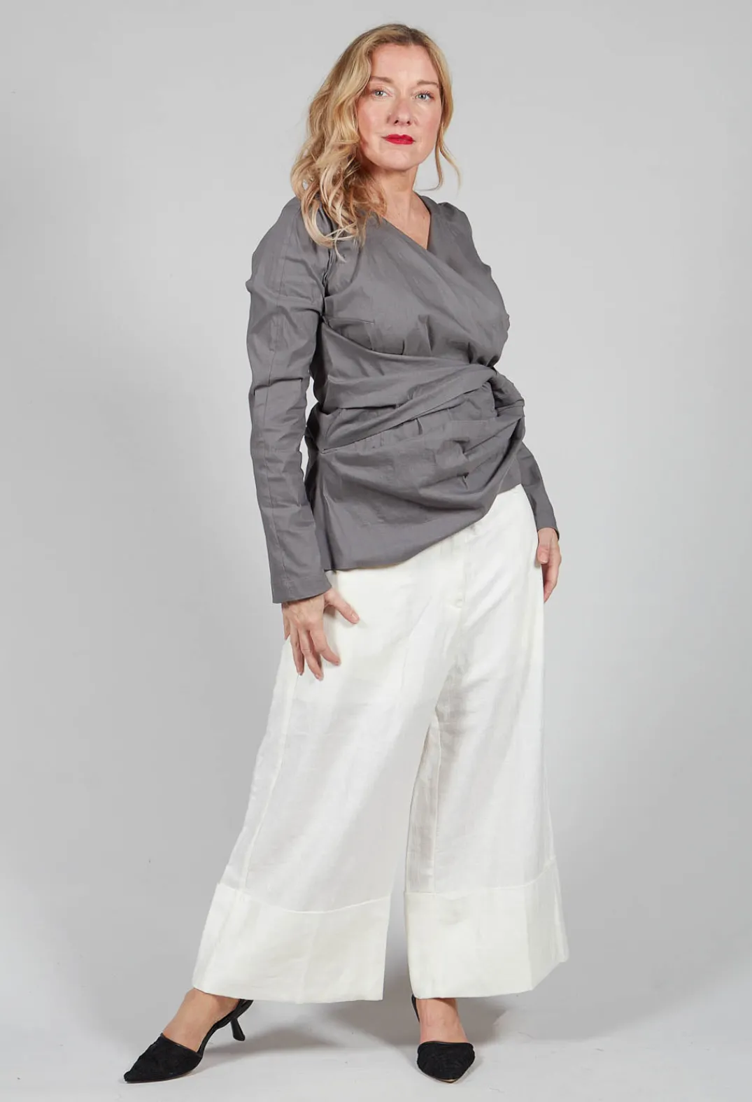 Malloni Tops^Wrap Style Top in Acciaio