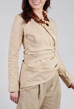 Malloni Tops^Wrap Style Top in Beige