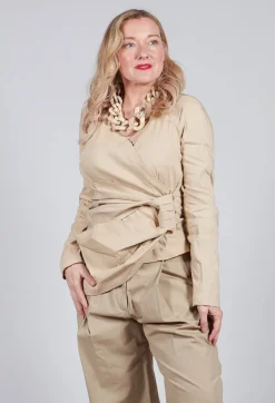 Malloni Tops^Wrap Style Top in Beige
