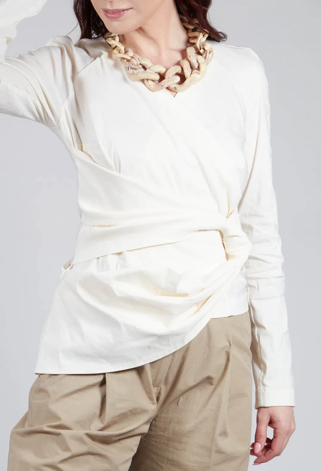 Malloni Tops^Wrap Style Top in Osso
