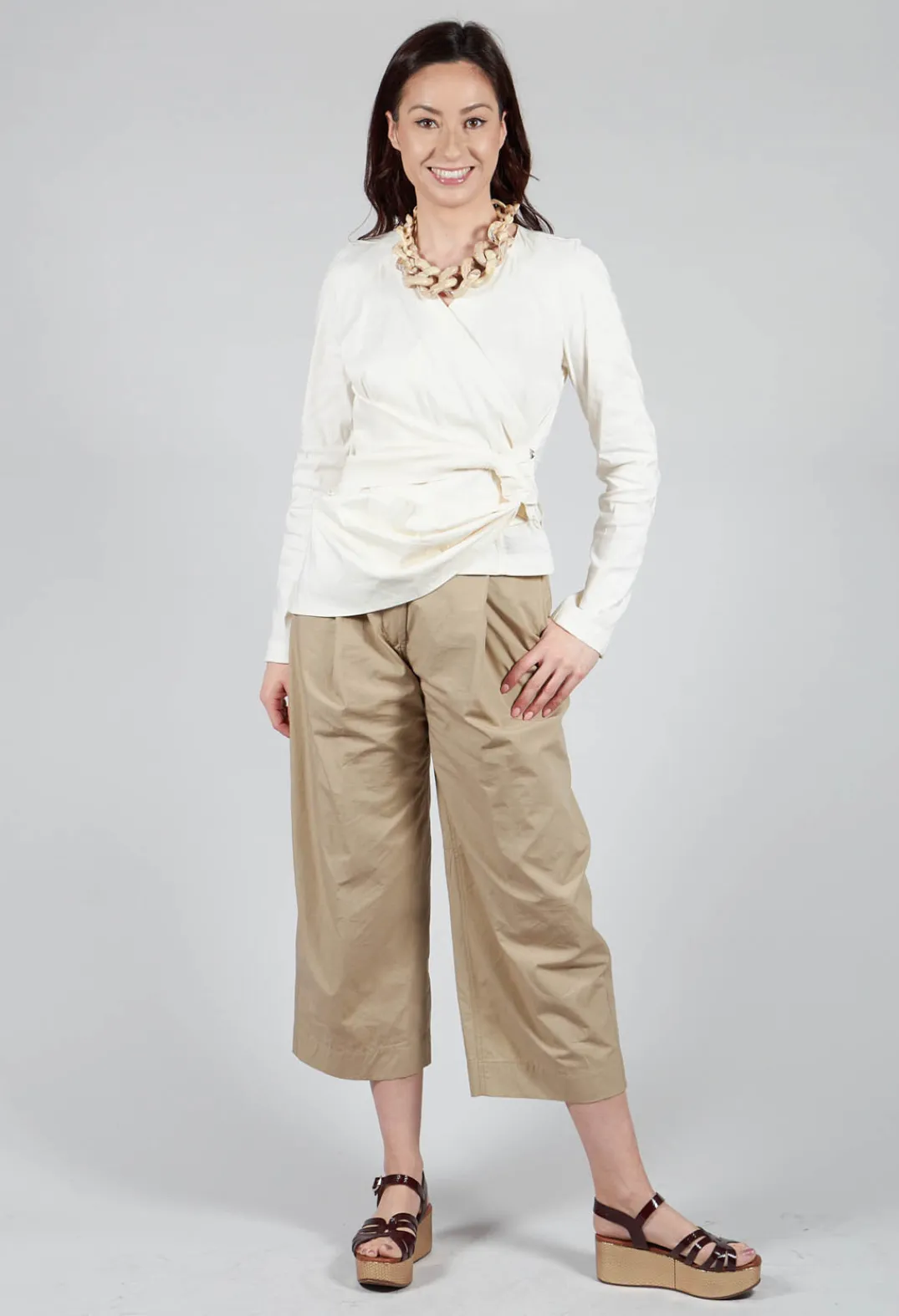 Malloni Tops^Wrap Style Top in Osso