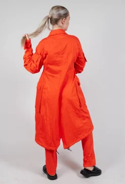 Rundholz Dip Coats^Wrinkled Long Sleeves and Point Collar Coat in Mandarine