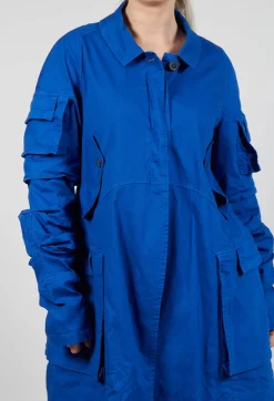 Rundholz Dip Coats^Wrinkled Long Sleeves and Point Collar Coat in Royal