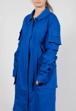 Rundholz Dip Coats^Wrinkled Long Sleeves and Point Collar Coat in Royal