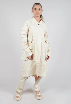 Rundholz Dip Coats^Wrinkled Long Sleeves and Point Collar Coat in Greige