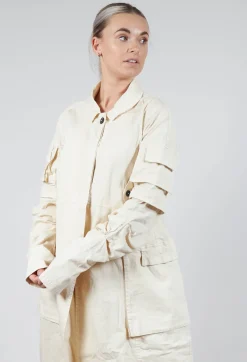 Rundholz Dip Coats^Wrinkled Long Sleeves and Point Collar Coat in Greige