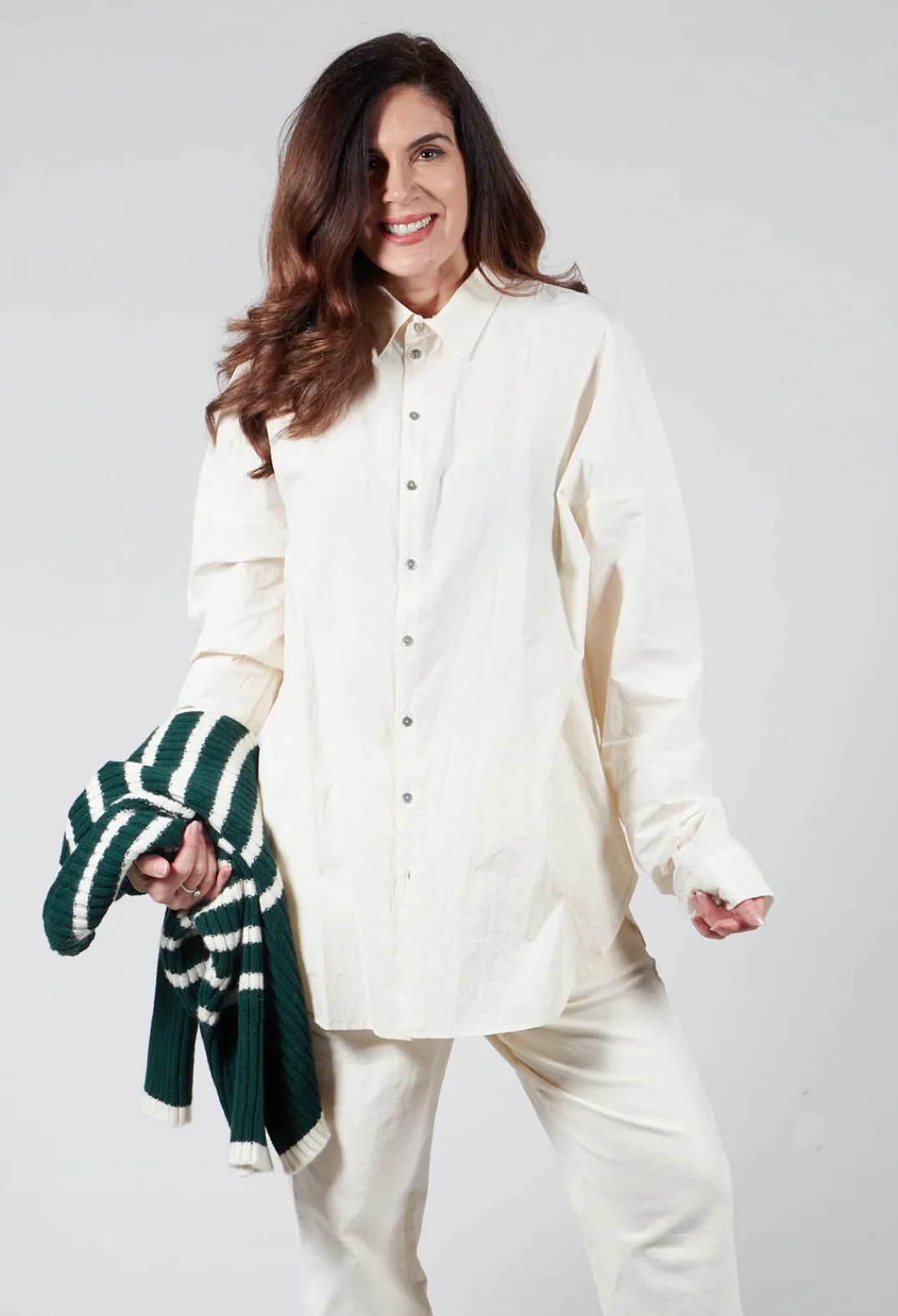 Album Di Famiglia Shirts & Blouses^Wrinkled Unisex Collar Shirt in Natural