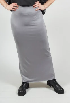 Xenia Design Skirts^Zigi Long Jersey Fitted Skirt in Light Grey