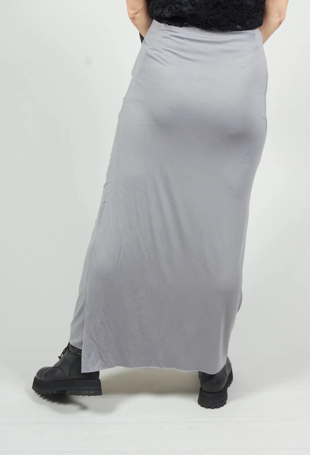 Xenia Design Skirts^Zigi Long Jersey Fitted Skirt in Light Grey