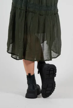 Lofina Boots^Zip Front Ankle Boots in Gasoline Verde Blu Scuro
